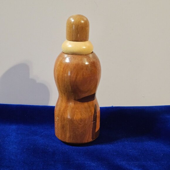 Vintage Japanese Wooden Kokeshi Toothpick Holder With Mustache Design - Picture 6 of 10